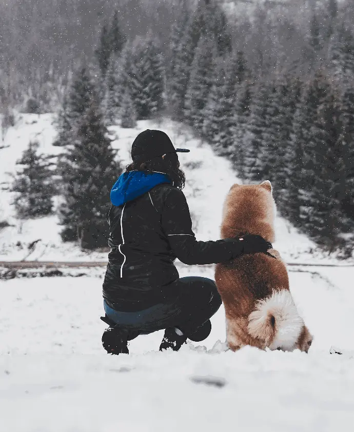Photo de moi avec mon chien de dos
